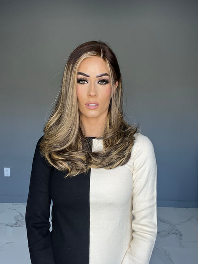 Beka 240 l Medium brown with soft blond balayage and money pieces Wig