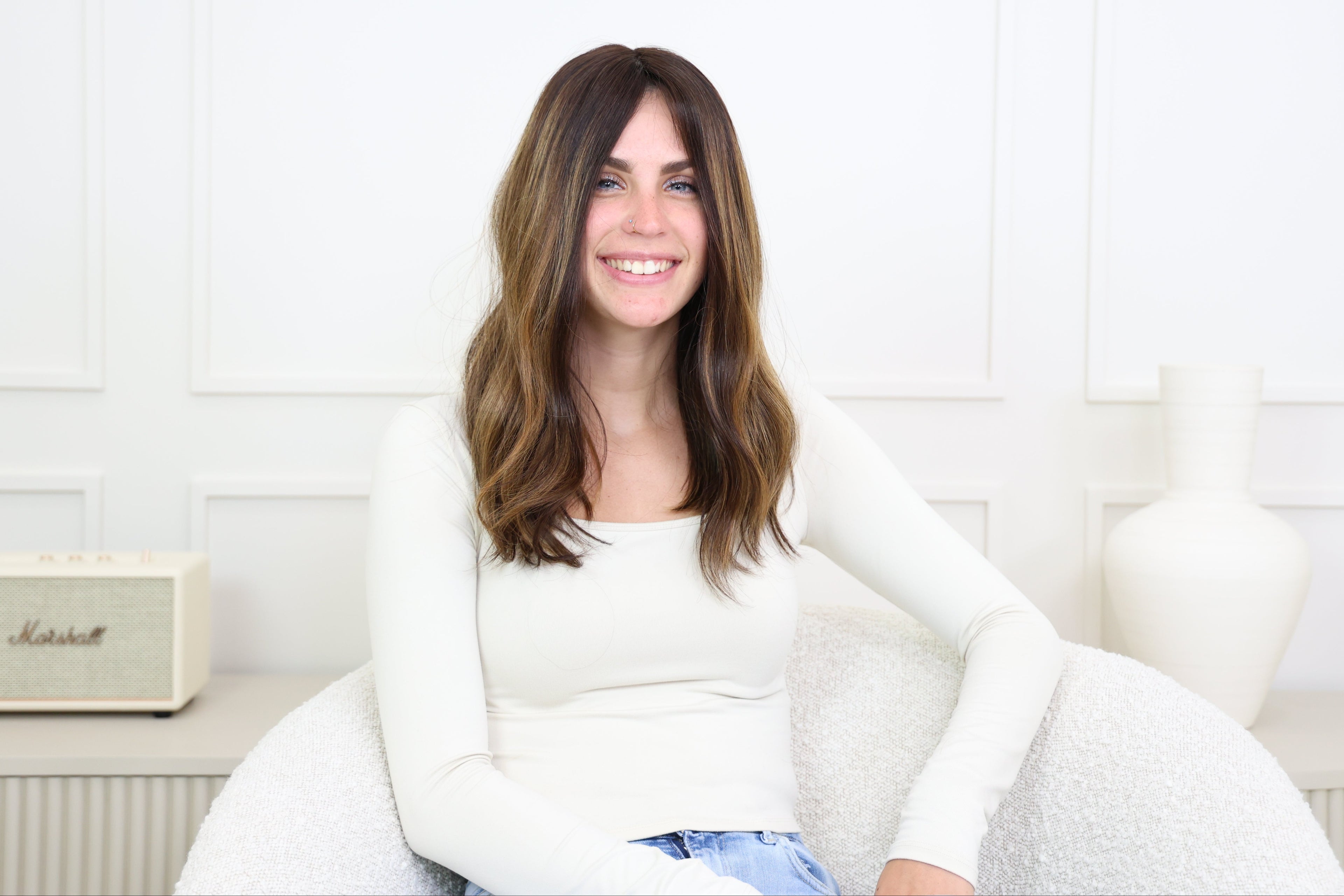 Beka Basic line 18" | Dark brown with caramel balayage Wig