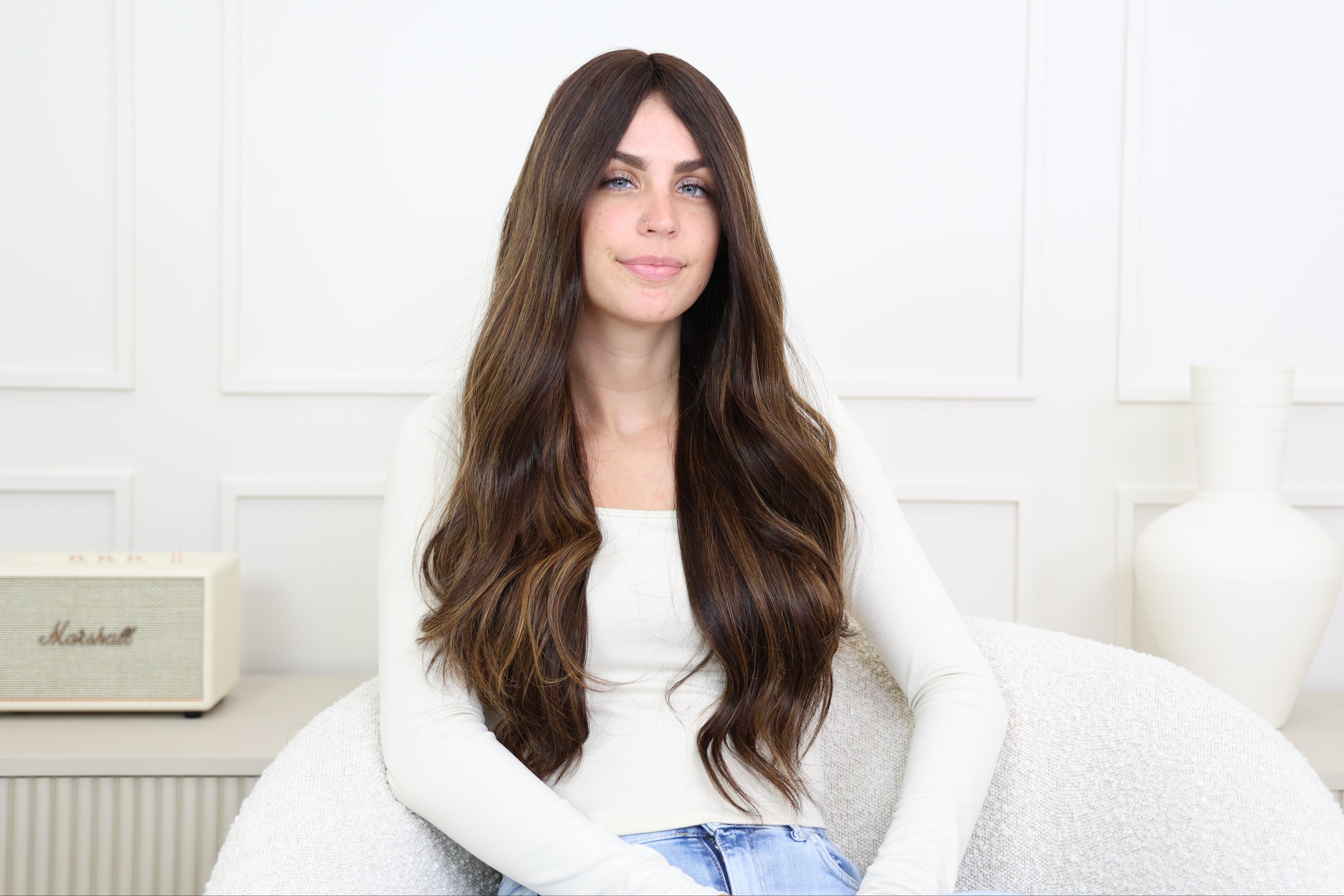 Beka Basic line 28" | Dark brown with caramel balayage Wig