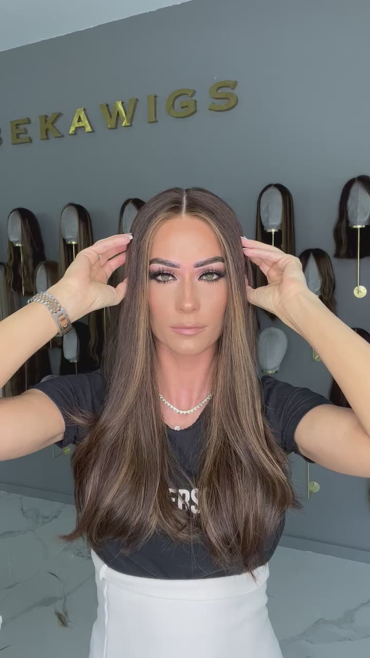 Beka 232 l brown with ash highlights and money pieces Wig