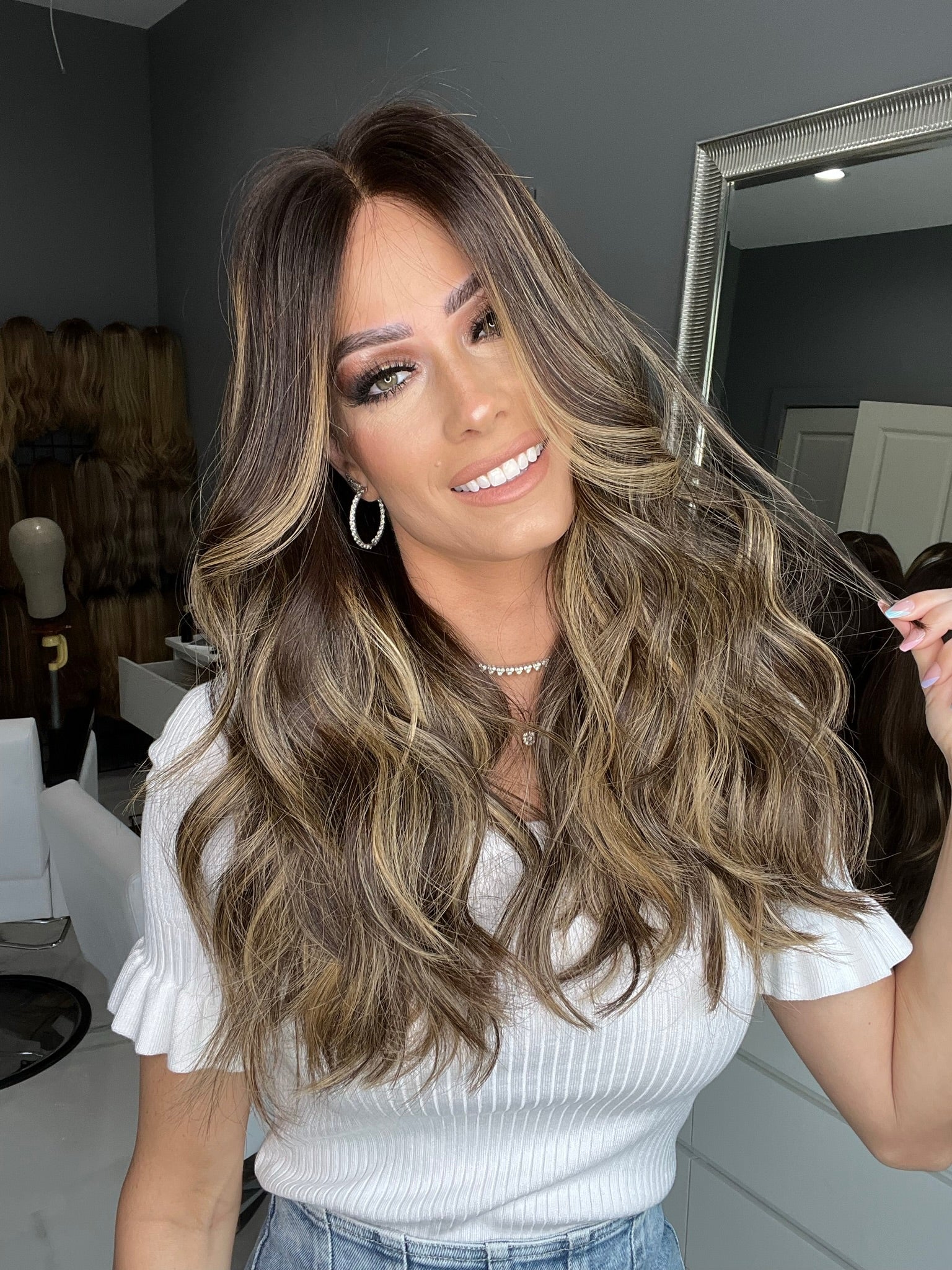 European hair sheitel — soft blonde balayage on a brown base, by Beka Wigs