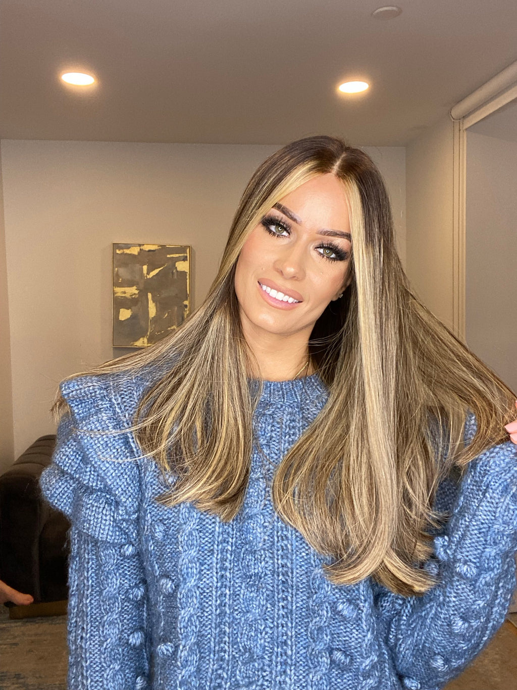 Beka 197 | Brown with light blond balayage and money pieces Wig