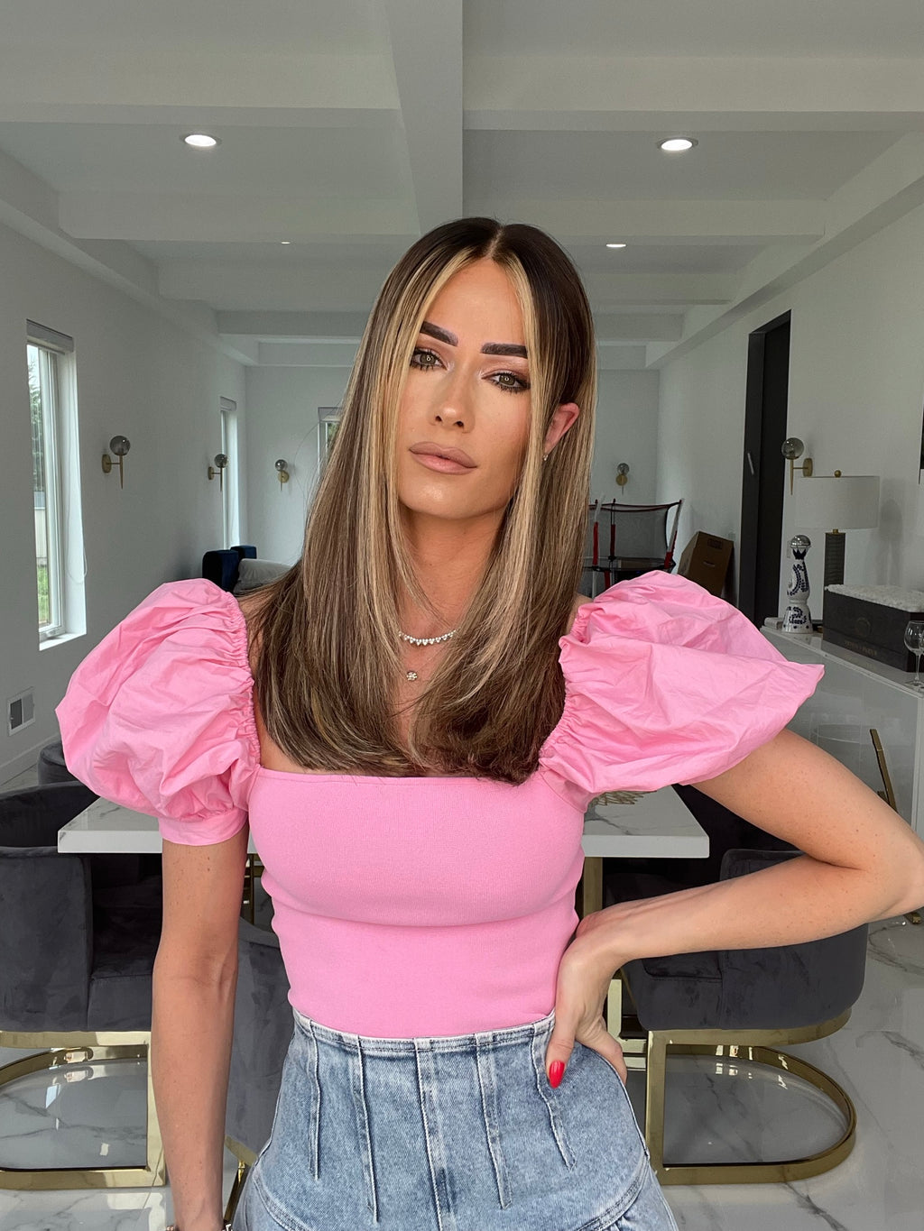 Beka 205 | Brown with soft blond balayage and money pieces Wig