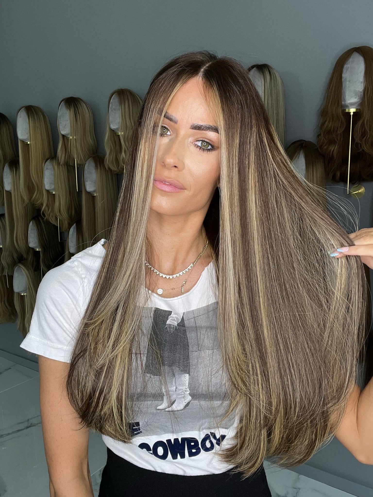 Beka 210 - Brown with soft blond balayage and money pieces Wig