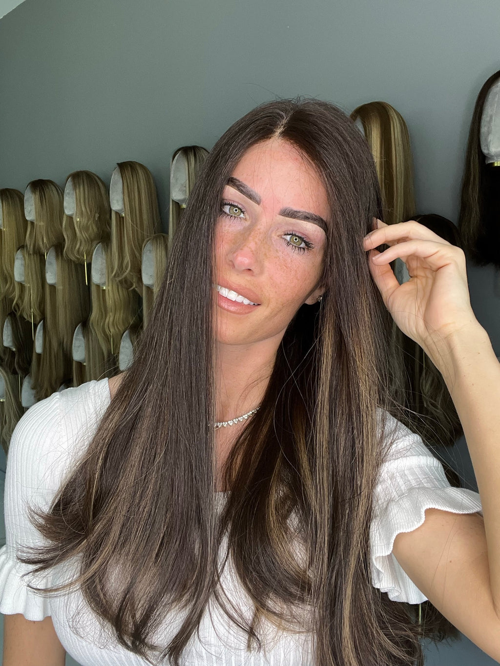 Beka 220 | Dark brown with ash blond highlights Wig