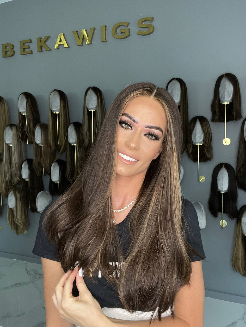 Beka 232 - brown with ash highlights and money pieces Wig