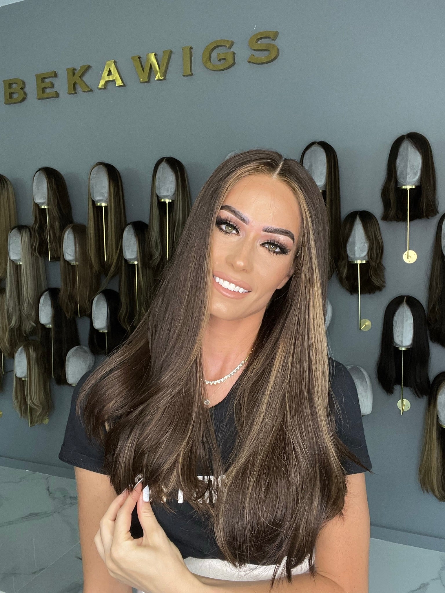 Beka 232 - brown with ash highlights and money pieces Wig