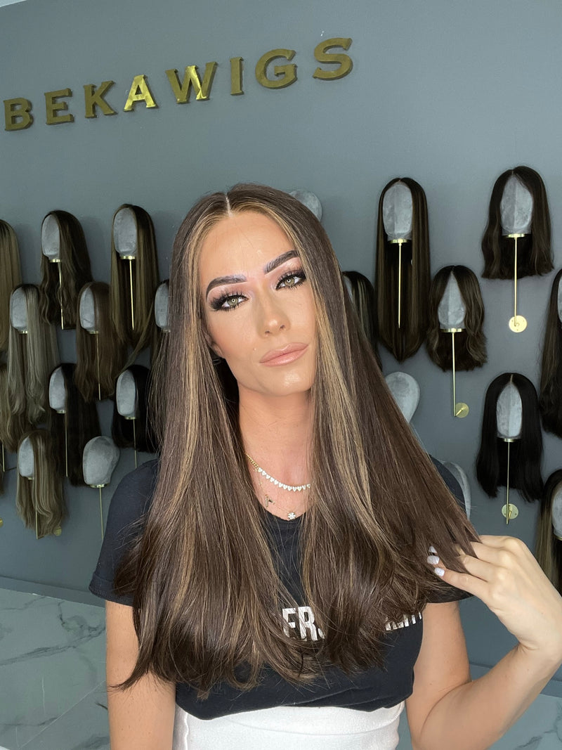 Beka 232 l brown with ash highlights and money pieces Wig