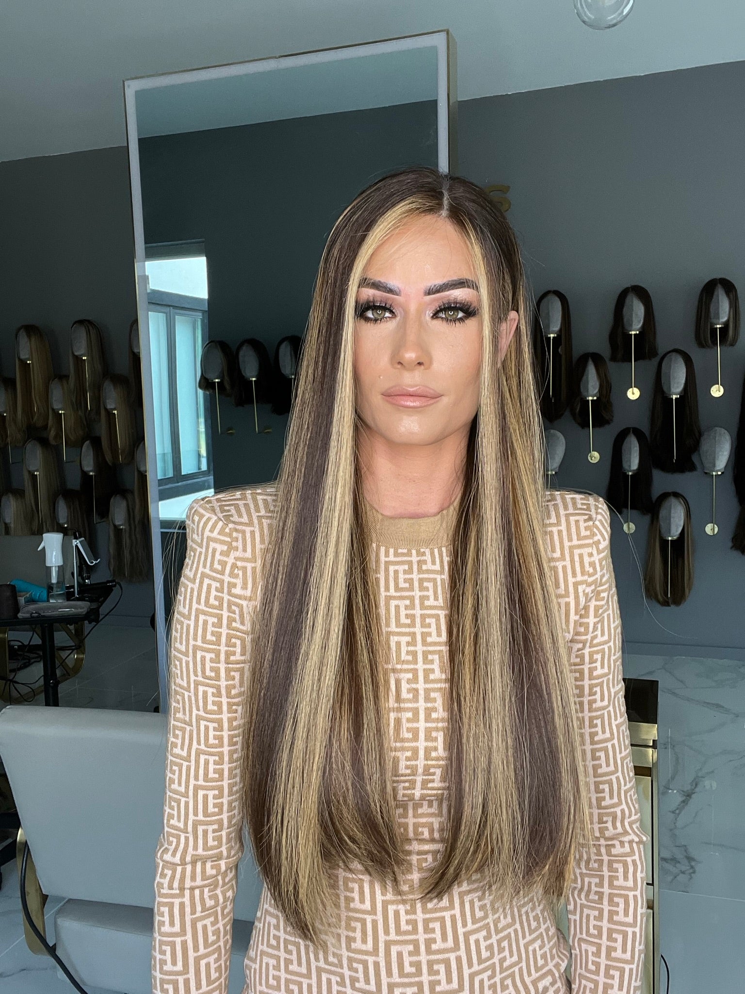 Beka 233 | Brown with golden blond balayage and money pieces Wig