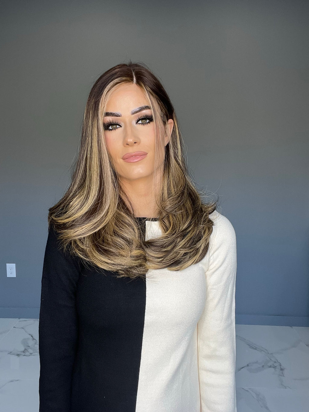 Beka 240 - Medium brown with soft blond balayage and money piecs Wig