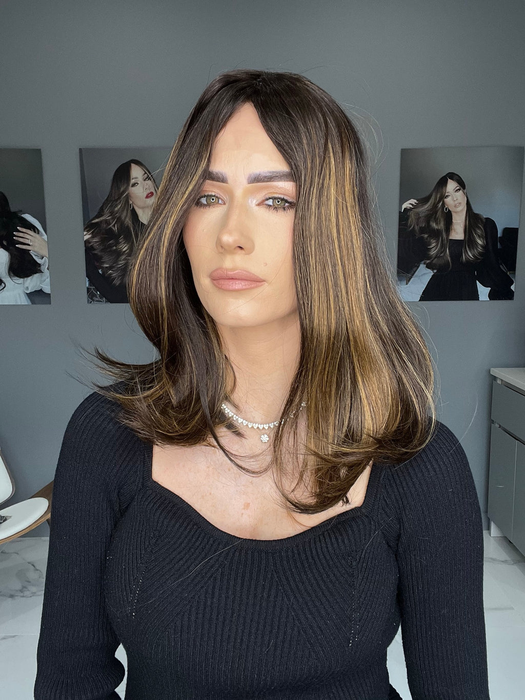 Beka Basic line 18" | Dark brown with caramel balayage Wig