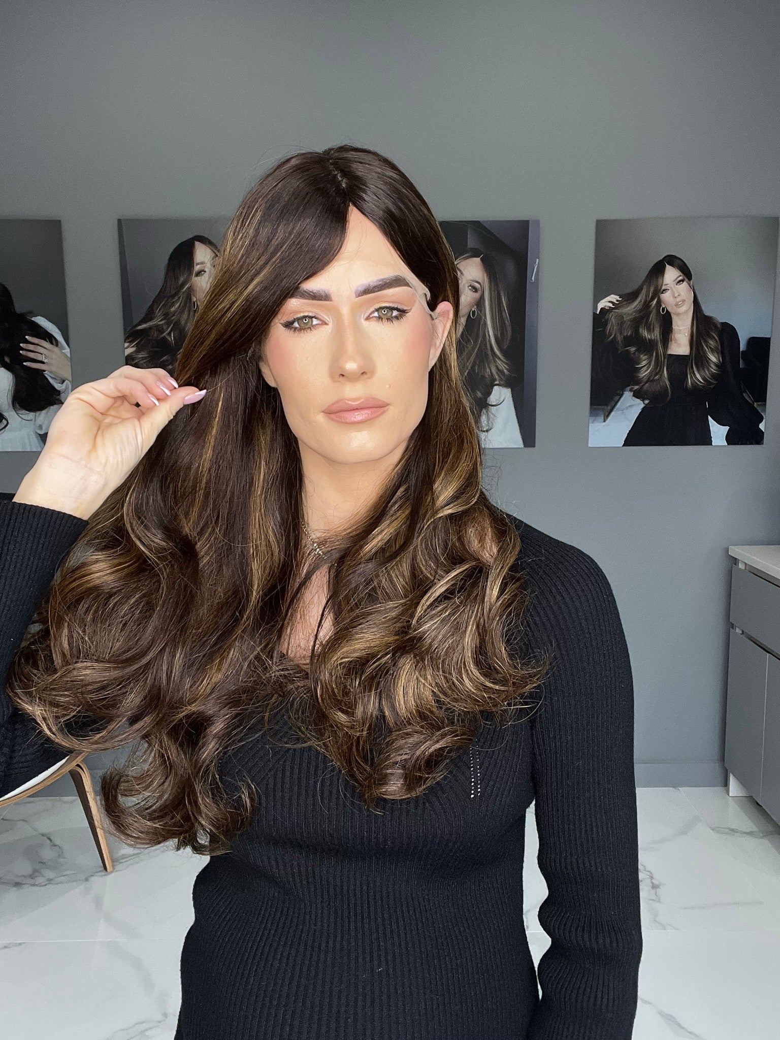 Beka Basic line 26" | Dark brown with caramel balayage Wig