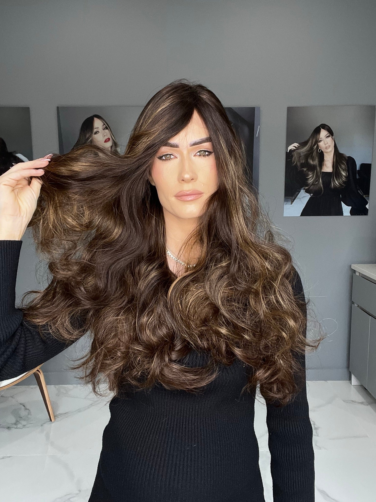 Beka Basic line 28" | Dark brown with caramel balayage Wig