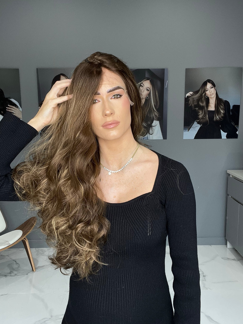 Beka Basic line 28" | Ash brown with soft blond balayage Wig