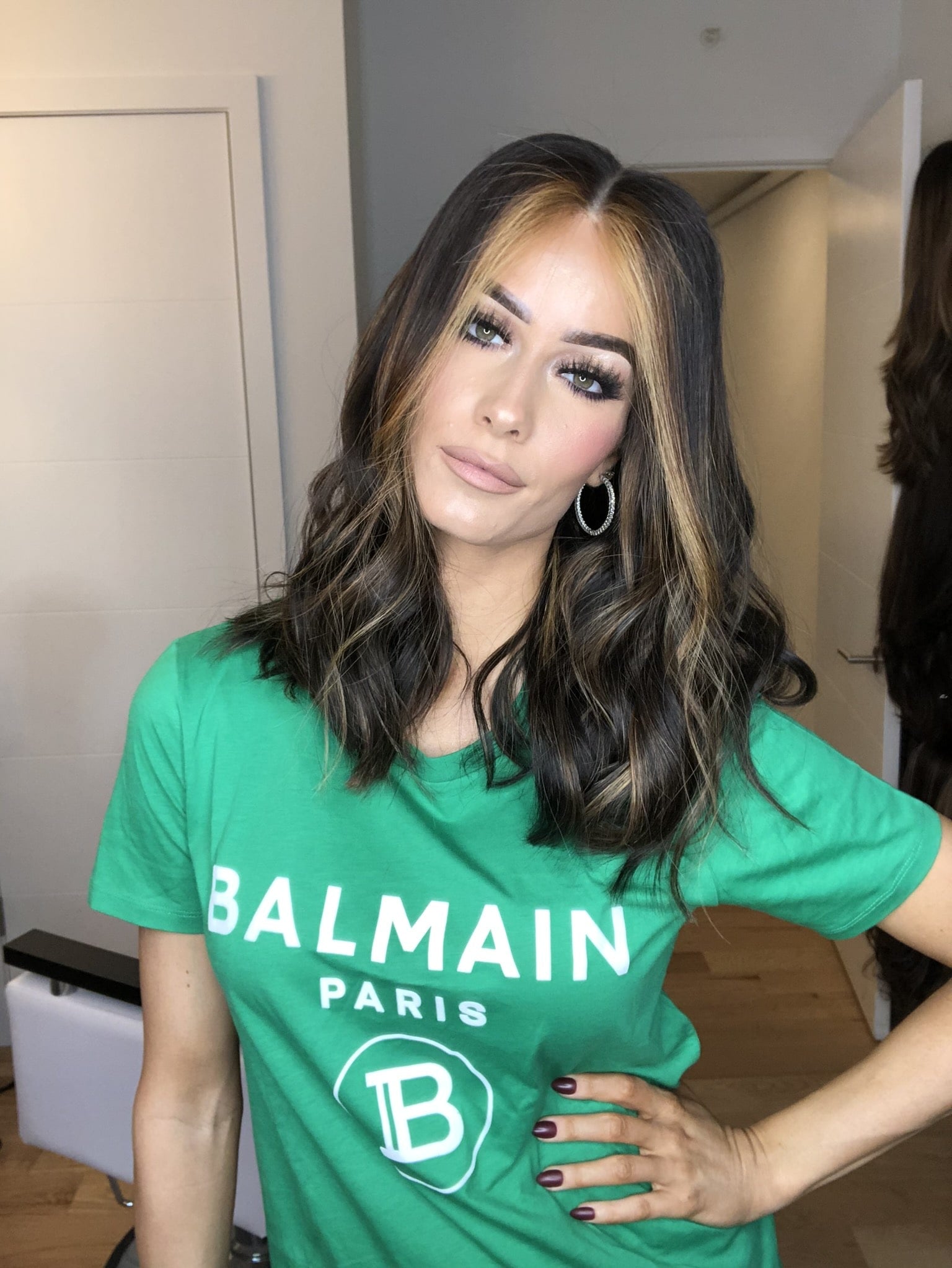 Beka 120 l dark brown with caramel highlights, money pieces  Wig