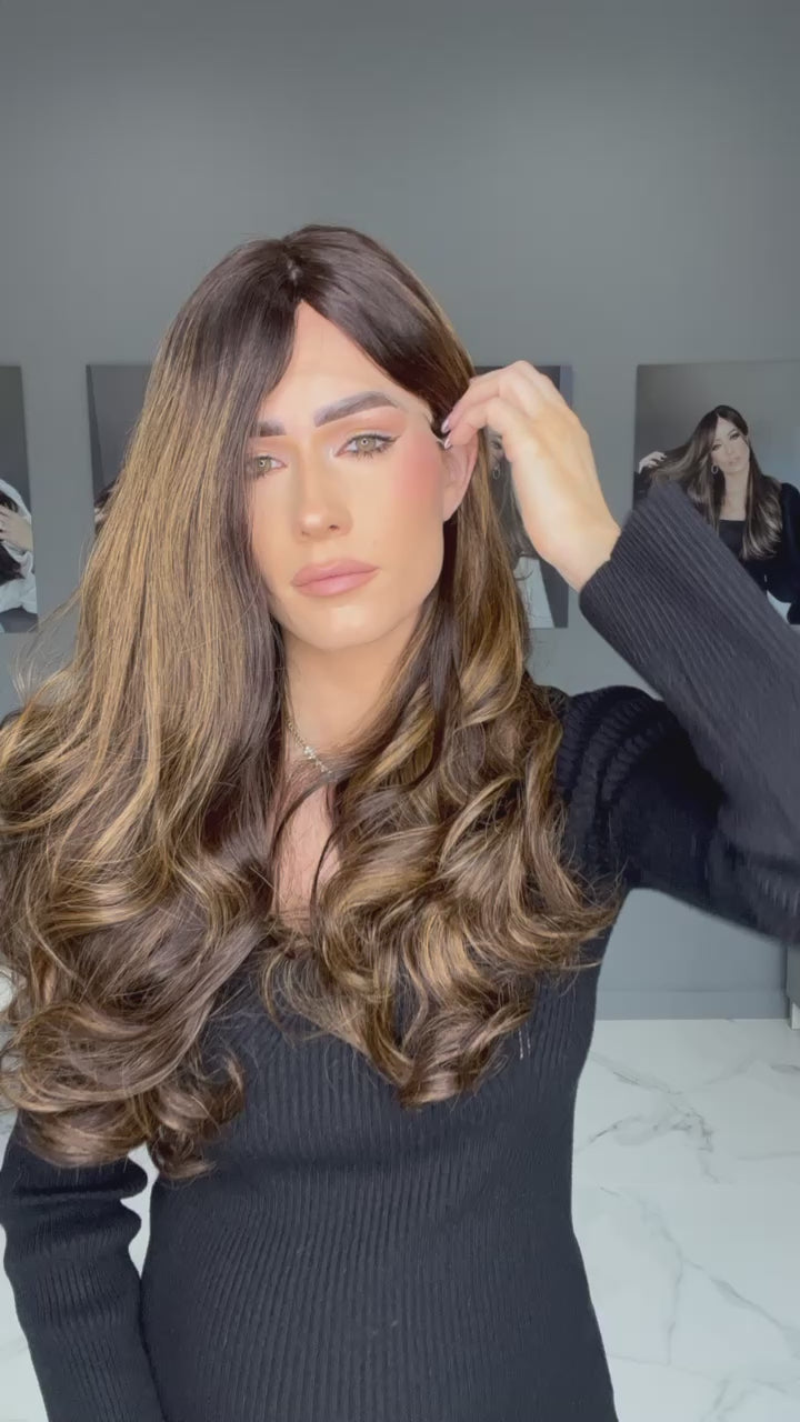 Beka Basic line 26" | Dark brown with caramel balayage Wig