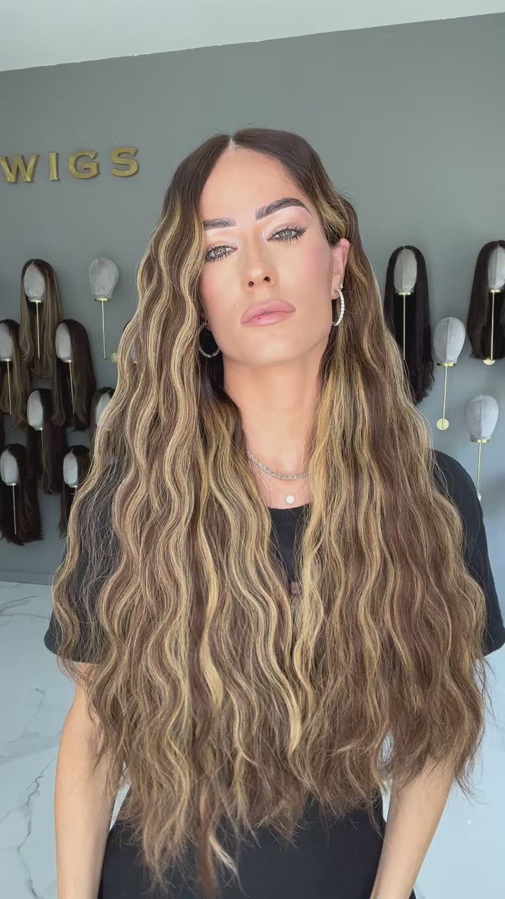 Beka 228 - Medium brown with soft blond balayage Wig